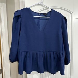 Navy Peplum Blouse